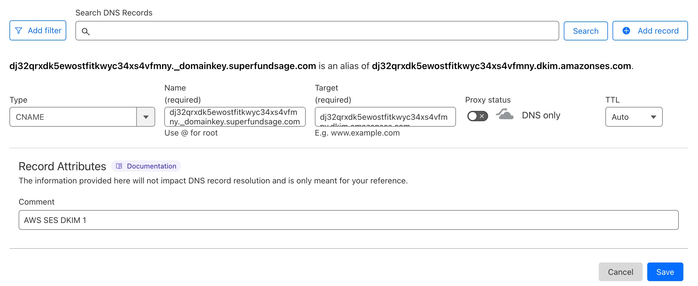 Cloudflare DKIM records